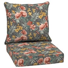 Arden Outdoor Deep Seat Cushion Set, 24" x 24" Phoebe Grey Floral Deep Seat Set