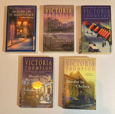 lot VICTORIA THOMPSON Prime Crime GASLIGHT MYSTERY murder SARAH BRANDT Lot of 5