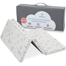 Waterproof Pack and Play Mattress Topper  38" x 26" x 1.5"  Trifold Dreamy