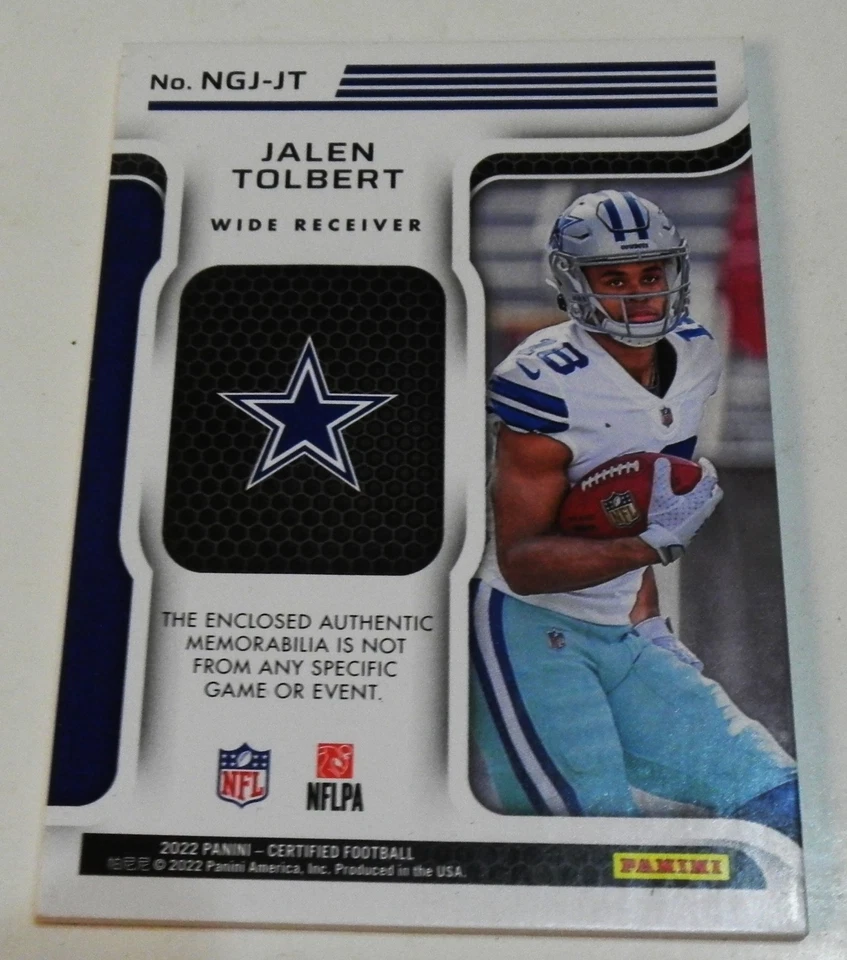 JALEN TOLBERT 2022 PANINI CERTIFIED NEW GENERATIONS JERSEY RC #8/30 - Image 2 of 4