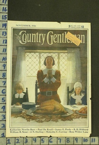 1926 ILLUS N.C. WYETH HOLIDAY THANKSGIVING PILGRIM KITCHEN DECOR COVER RN79