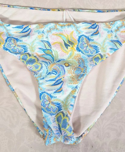 ANTONIO MELANI Women's Pastel Floral Tab Sides Stretch Bikini Bottom sz 10 NWOT - Picture 2 of 5