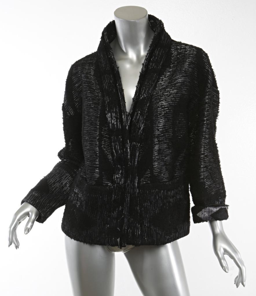 Manteau Femme IRO Noir Argenté Texture Tissée – Taille 36 – Occasion Très Bon état