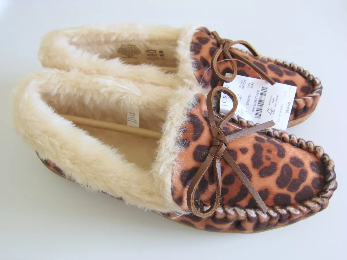 Leopard calf hair moccasin slippers new arrivals