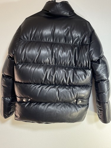 DSQUARED2 Leather Down Jacket Mens Size 42 Black Puffer Stylish Outerwear Authen - Picture 6 of 10