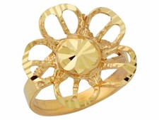10k or 14k Yellow Gold Elegant Ladies Flower Floral Design Ring