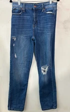Rewash Women's Skinny Jeans Size 3 Distressed Blue Denim Button