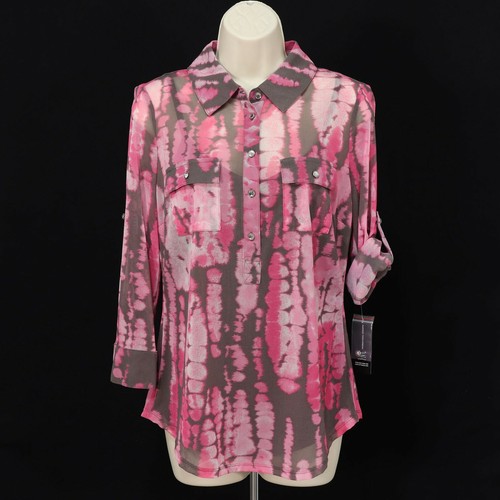 INC International Concepts Women's M Tie Dye Mesh Shirt Cami Set Medium Pink NEW - Picture 2 of 11