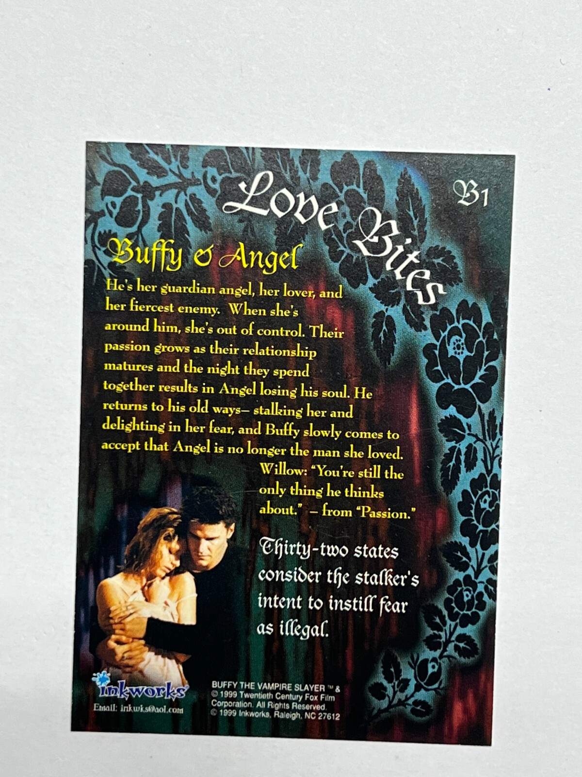 Buffy the Vampire Slayer Season 2.#B1 Insert Cards Inkworks 1999 - Picture 2 of 2