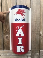 Mobiloil Mobilgas Mobil Free Air Curved Metal  Gasoline Gas sign Pump Oil WOW!!!