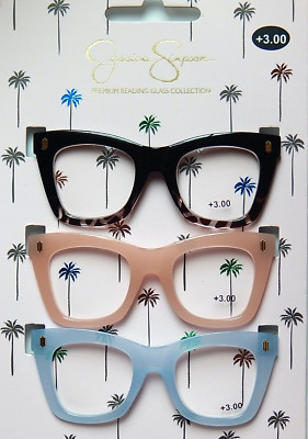 JESSICA SIMPSON 3 PACK SET PREMIUM READING GLASSES READERS +3.00 NEW AUTHENTIC