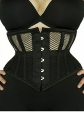 Defect 201 Authentic Black Mesh 28  Steel Boned Underbust Corset