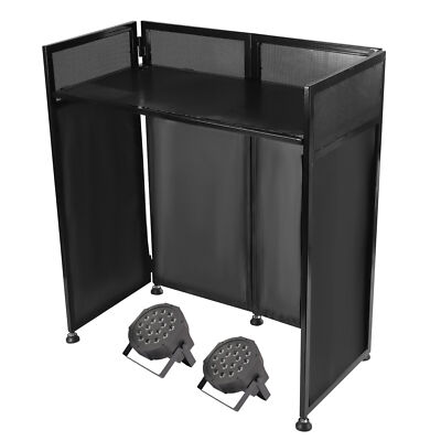 DJ Event Facade White/Black Scrim Metal Frame Booth+20''x40''Table Station+2 Lamp