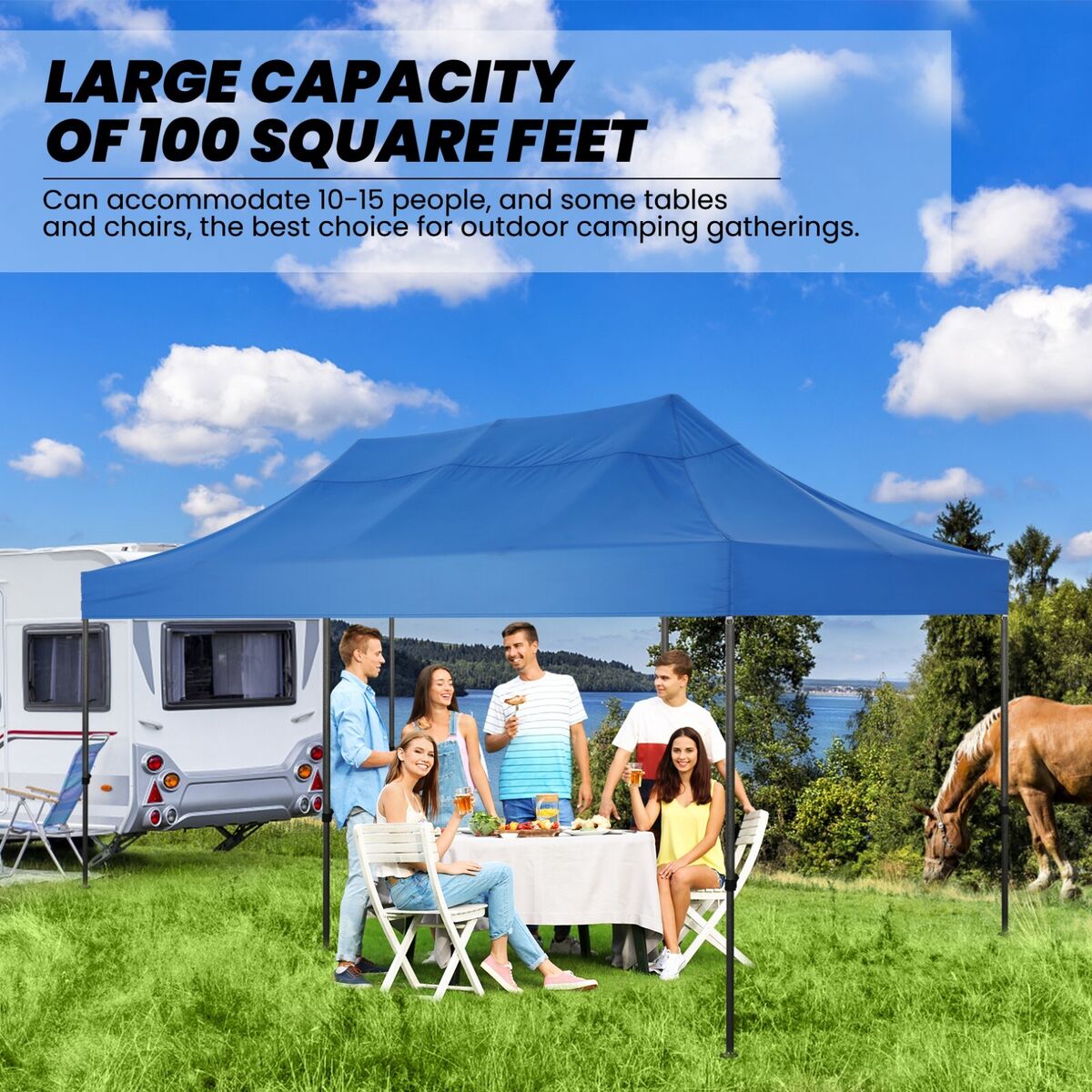 10x20 Heavy Duty Pop Up Canopy Commercial Tent Waterproof Gazebo Outdoor  Anti UV