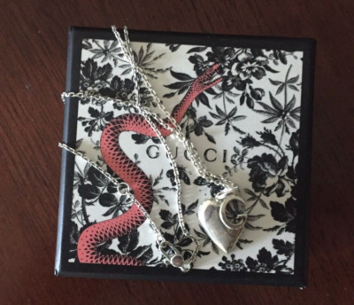 NEU AUTHENTISCHER GUCCI HERZ ANHÄNGER ''''G LOGO'''' 925 STERLINGSILBER/UVP $ 450