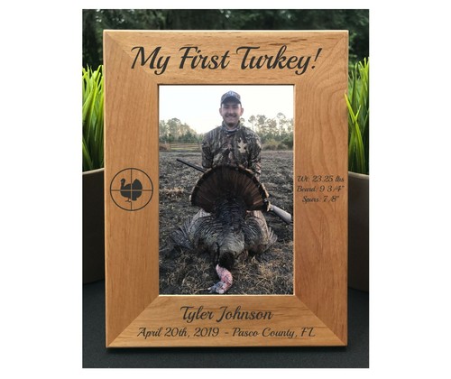 Personalized "First Turkey" Hunting Frame – Custom Engraved Gift for Hunters - Picture 2 of 8
