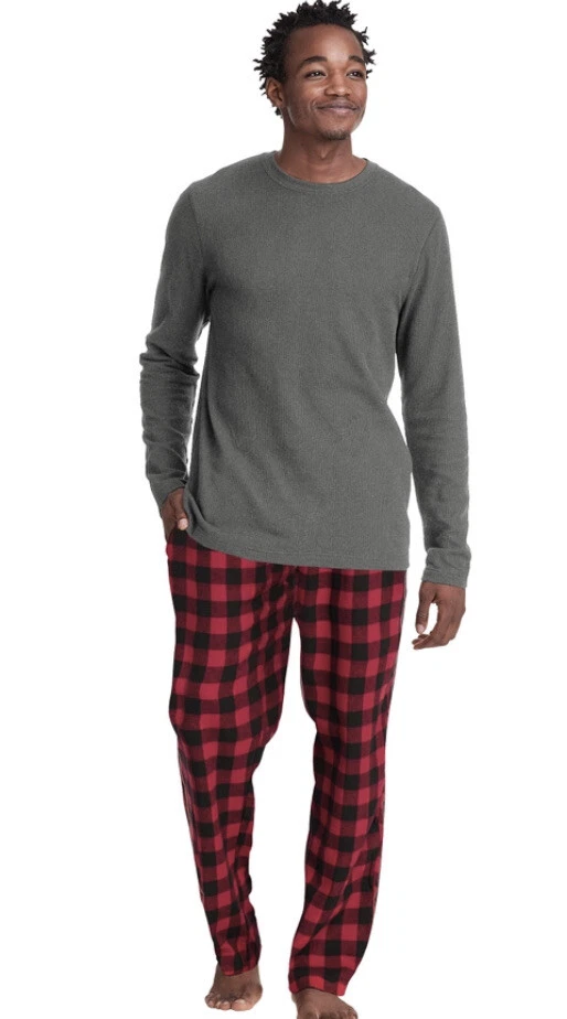 HANES Men's X-Temp Thermal & Fleece Pajama Set 5XL Big Tall RED BUFFALO  PLAID Pj