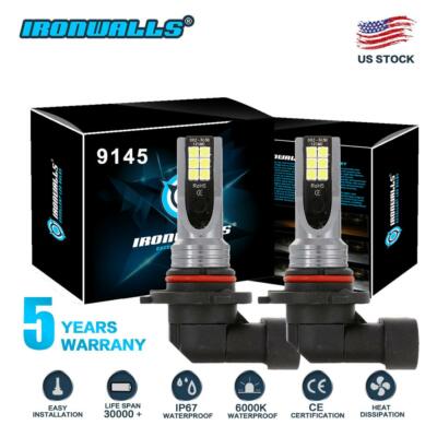 H10 9145 9140 9005 9045 LED Fog Light Bulbs Conversion Kit 100W 6000K White Beam