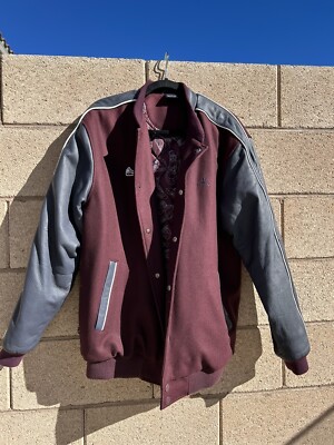 Air Jordan 5 Burgundy Destroyer Jacket Nike Large 2006 VTG Leather Wool Retro.
