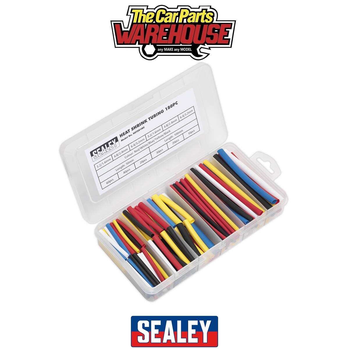 Sealey Heat Shrink Tubing Assortment 180Pc 50 & 100Mm Mixed Colours - Image 6