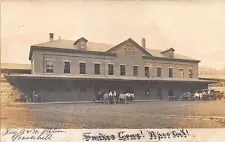 Haverhill MA "New B&M Railroad Station" Train Depot Horse & Wagons RPPC Postcard