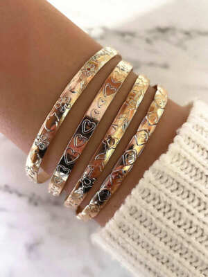 Pulseras de Oro 10K Joyería Fina de Moda y Regalos Para Mujer Brazalete Esclavas