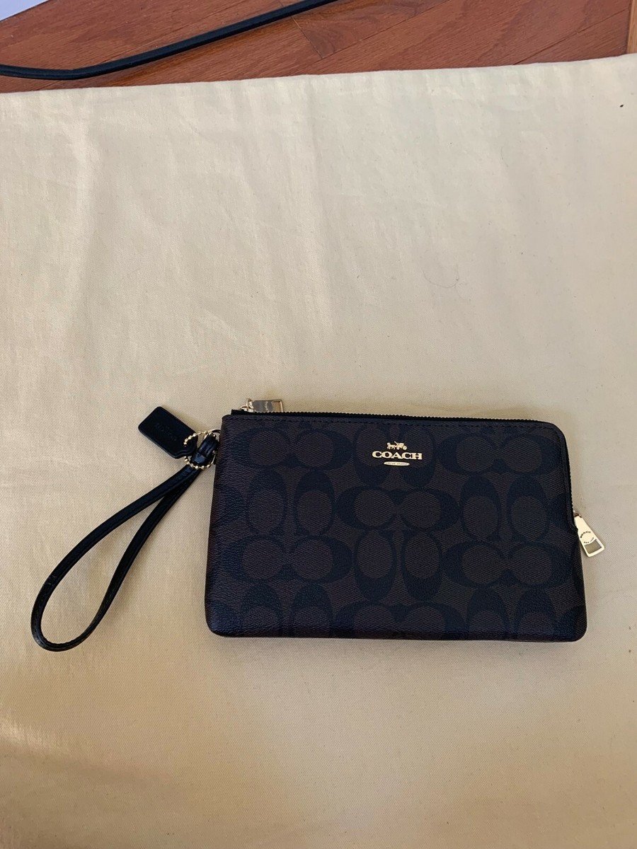 $175 NWT COACH Double Zip wallet Wristlet in Signature Coated