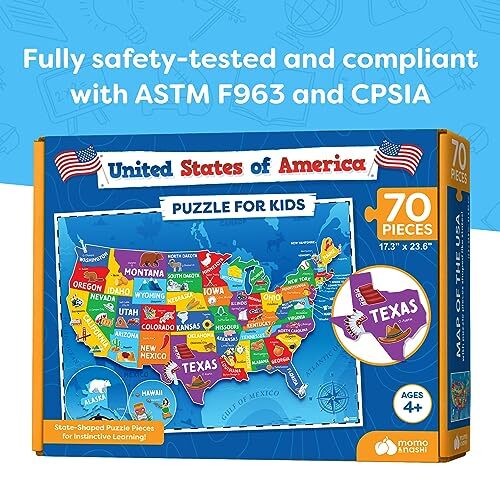 United States Puzzle for Kids - 70 Piece - USA Map Puzzle 50 States with