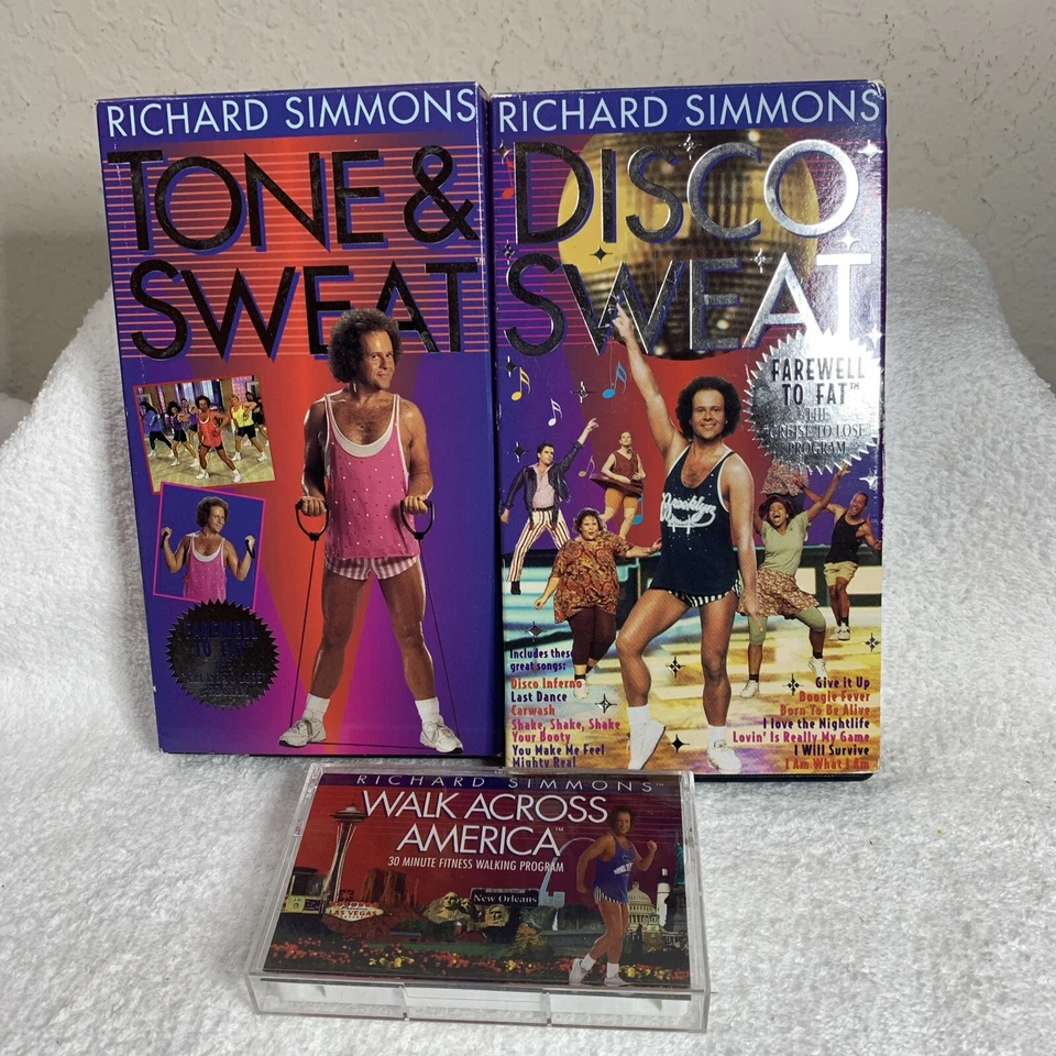 Richard Simmons Workout Video Tone & Sweat & Disco Sweat (1994) + Cassette Rare - Image 2 of 4