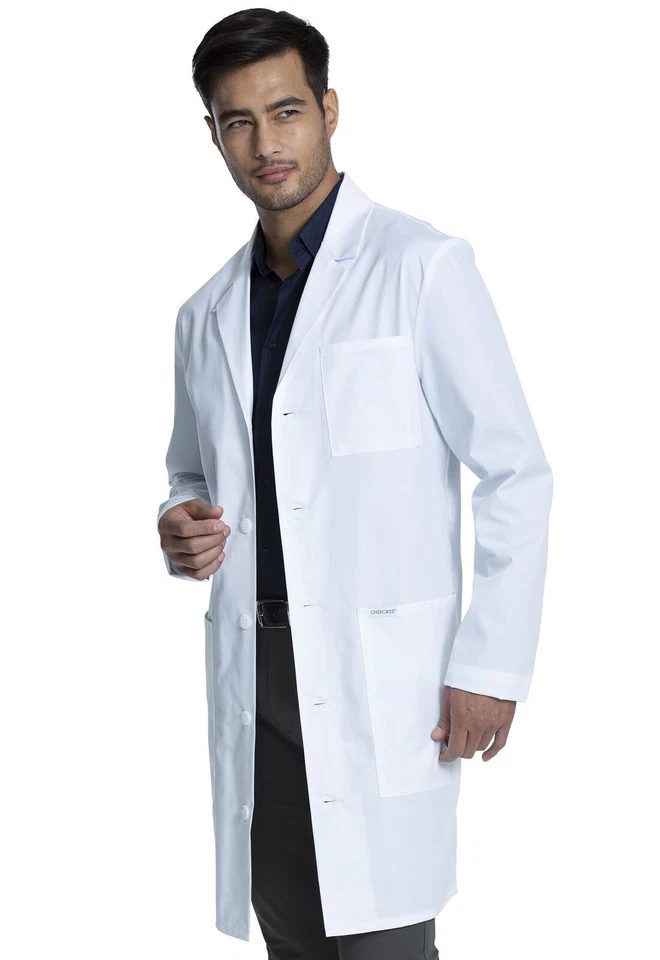 Cherokee Scrubs Men's 40" Lab Coat CK412T WHT White Free Shipping - Image 4 of 4