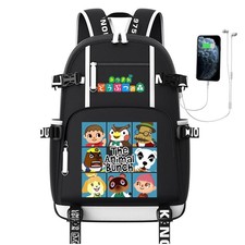 Animal Crossing Tom Nook Rucksack USB Backpack School Book Bag Laptop Travel Bag