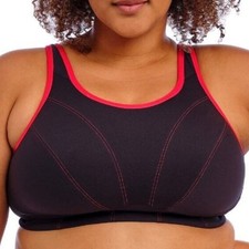 NWT Goddess 6910 Sport Bra - Black w/ Red Trim - No Wire