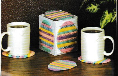 Easter Egg Coasters & Happy Easter Door Sign - Plastic Canvas Pattern ONLY
