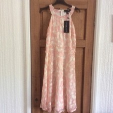 BNWT Mela Baby Pink & White Butterfly Print Sleeveless Lined Dress UK 10