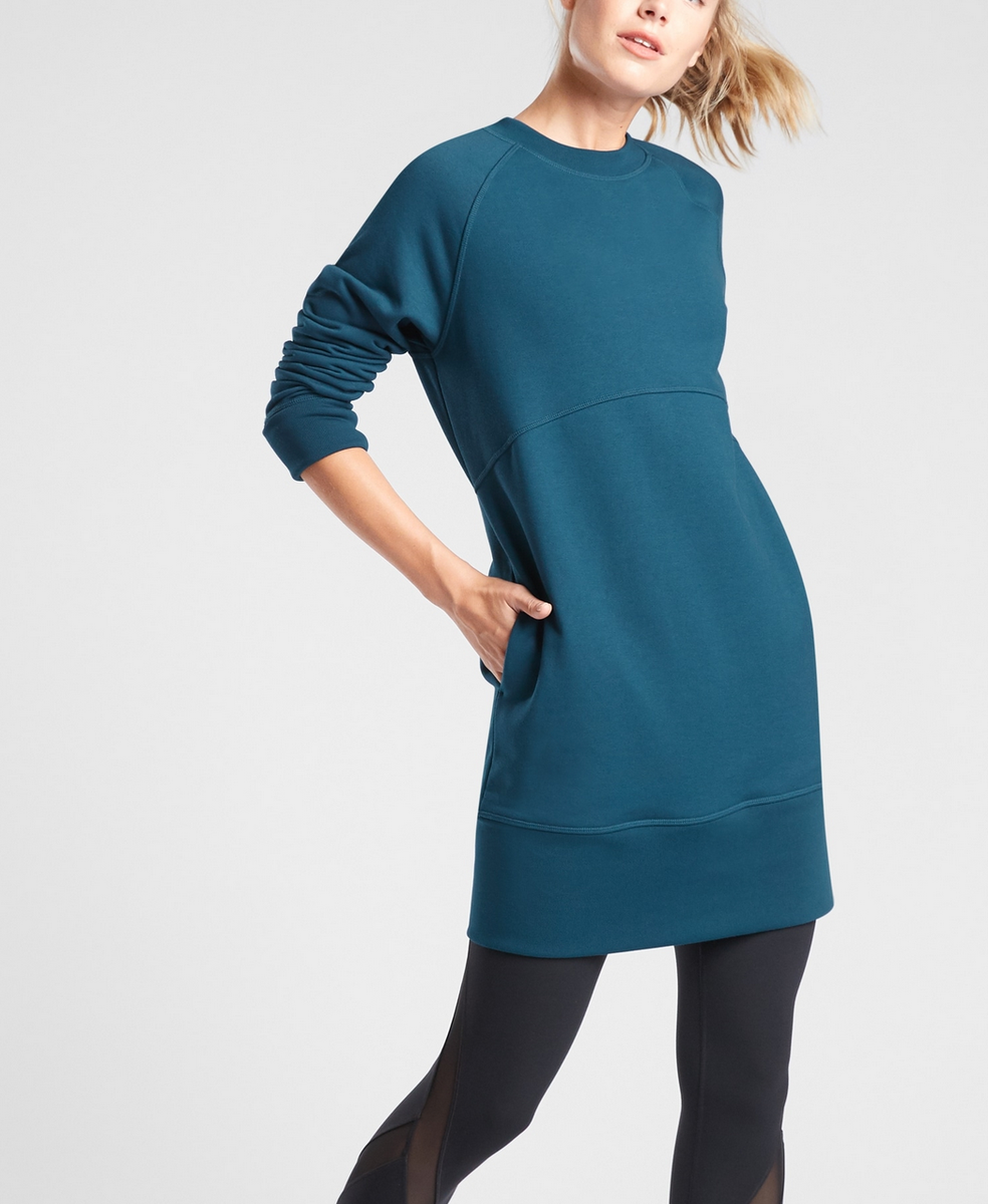 Athleta Heathered Gray Bounce Back Sweatshirt Dress Size XXS Warm