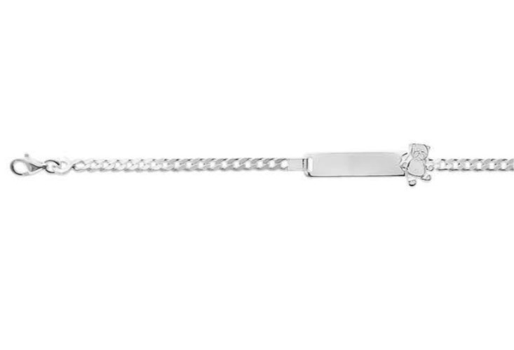 Bracelet gourmette enfant avec ourson en argent 925 massif et hypoallergénique