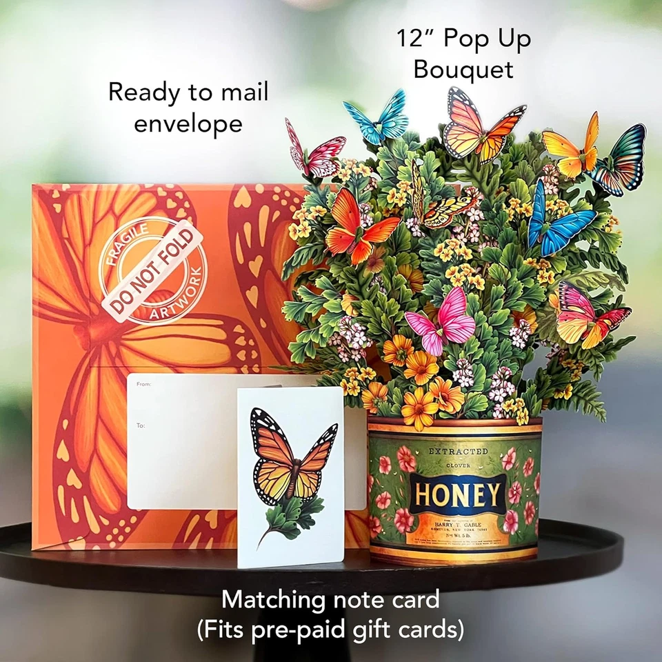 Pop up Cards, Butterflies & Buttercups, 12 Inch Life Sized Forever Flower Bouque - Image 4 of 4