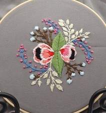 Nuevo Acabado h/m Sin Marco Floral Bordado/Verde Oscuro Fondo Multi Floral 8"