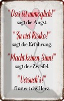 Blechschild 18X12 Cm Angst Erfahrung Zweifel Herz Dekoration Spruch Zitat Deko G
