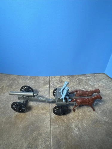 VINTAGE MARX BLUE & GRAY CIVIL WAR PLAYSET CAISSON & CANNON W/HORSES