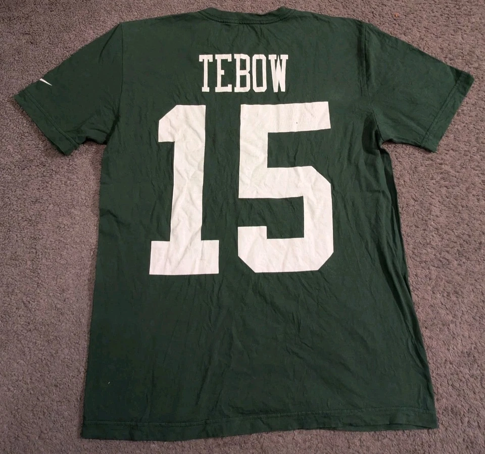 耐克纽约喷气机队 Tim Tebow #15 绿色 T 恤球衣男式 M 码 — 第 2/4 张图片