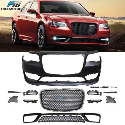 Fits 15-23 Chrysler 300 S Model Front Bumper Cover & Mesh Grille No Sensor Hole