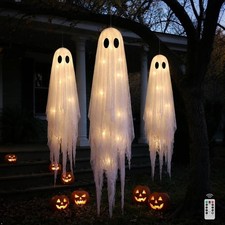 3 Pack Halloween Decorations Outdoor - Hanging Ghost Decor for Porch Yard Patio