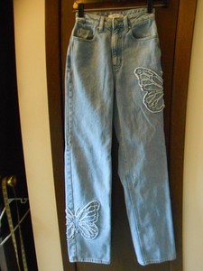 TALL WOMEN'S PACSUN BLUE LIGHT WASH HIGH RISE BUTTERFLY JEANS SIZE 23