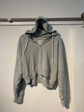 Aerie Quarter Zip Hoodie Size M/M Gray Cropped Pullover