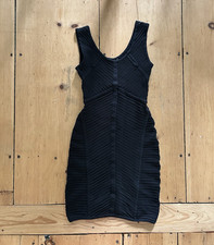 Vintage Y2K bebe Women's S Black Bandage V-Neck Sleeveless Bodycon Mini Dress