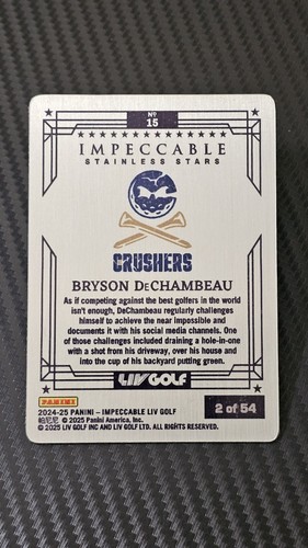 2024 Panini Impeccable Liv Golf - Stainless Stars Bryson DeChambeau #2/54 - Bild 2 von 2