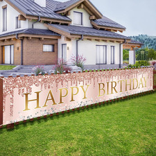 Happy Birthday Decorations Banner for Girls Women  Pink Rose Gold
