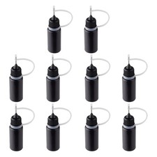 10Pcs Tip Applicator Bottles Black Metal Needle Plastic Bottle 10ML Tip7139