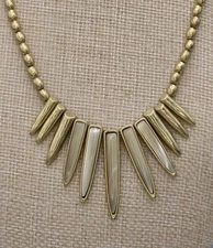 New LUCKY BRAND Reversible Sun Ray Necklace Stone Spikes Gold Tone MSRP $45
